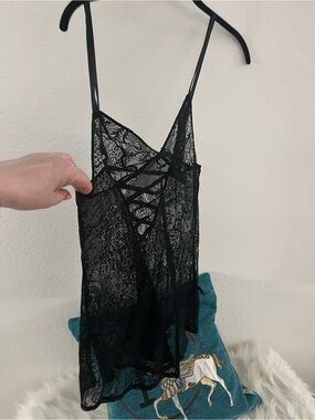 Victoria's Secret Black Lace Strappy Chemise